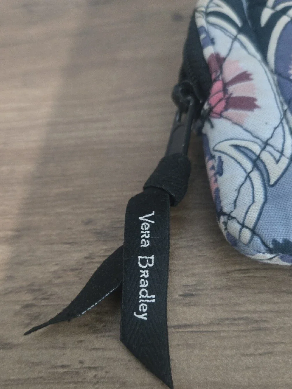 Vera Bradley Navy Floral Quilted Wristlet with Pink Accents